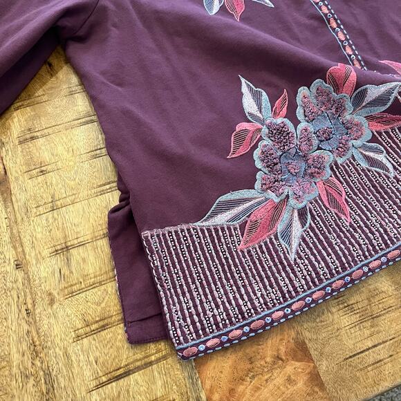 Soft Surroundings Playa Embroidered Jacket 2X Floral Beaded Open Cardigan - Picture 11 of 15